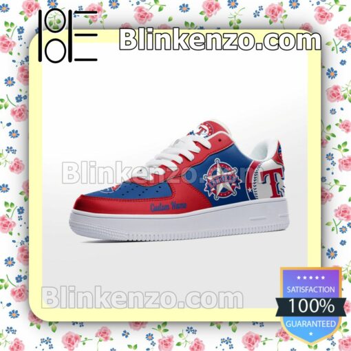 Texas Rangers Mascot Logo MLB Baseball Nike Air Force Sneakers a