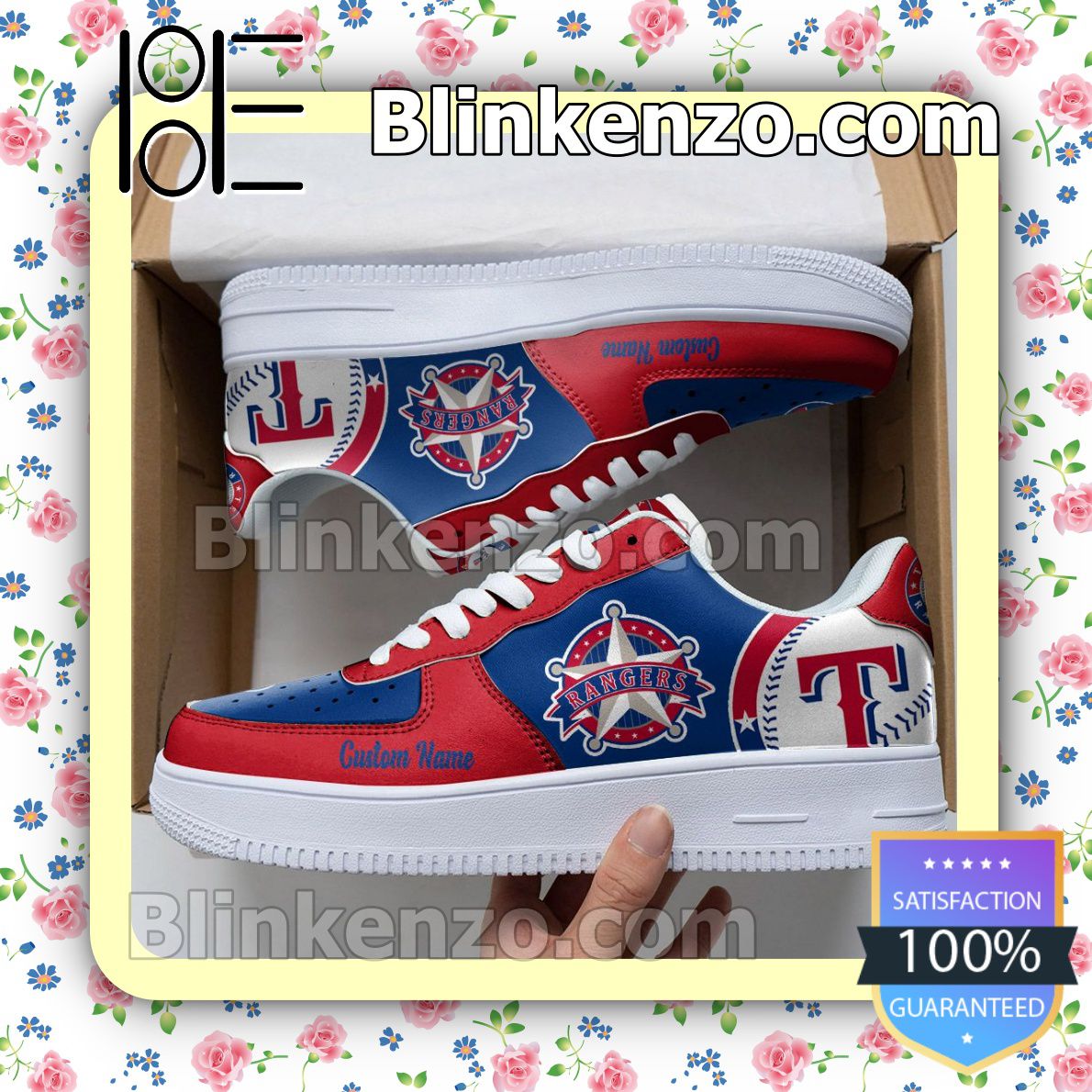 Only For Fan Texas Rangers Mascot Logo MLB Baseball Nike Air Force Sneakers