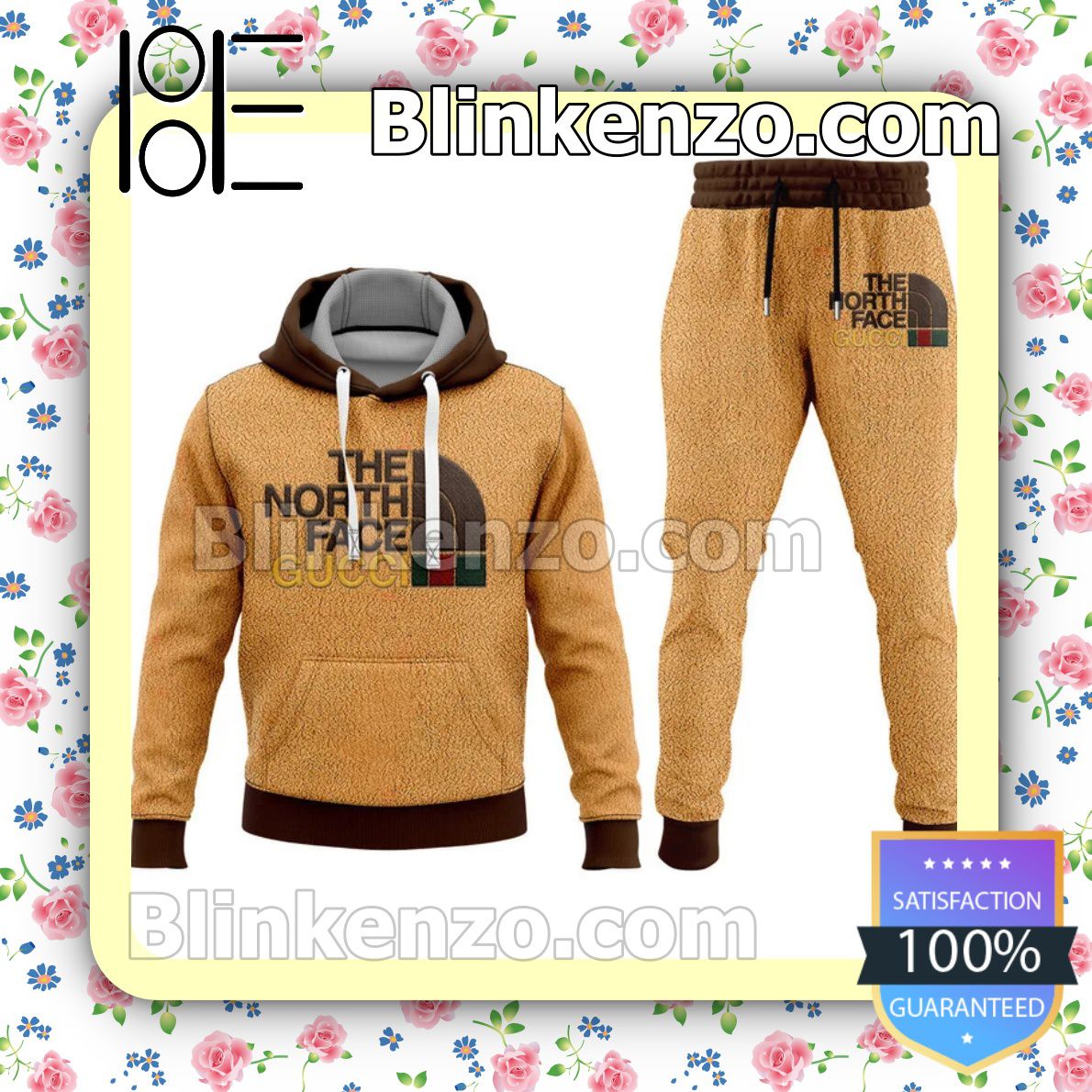 The North Face Gucci Light And Dark Brown Fleece Hoodie, Pants