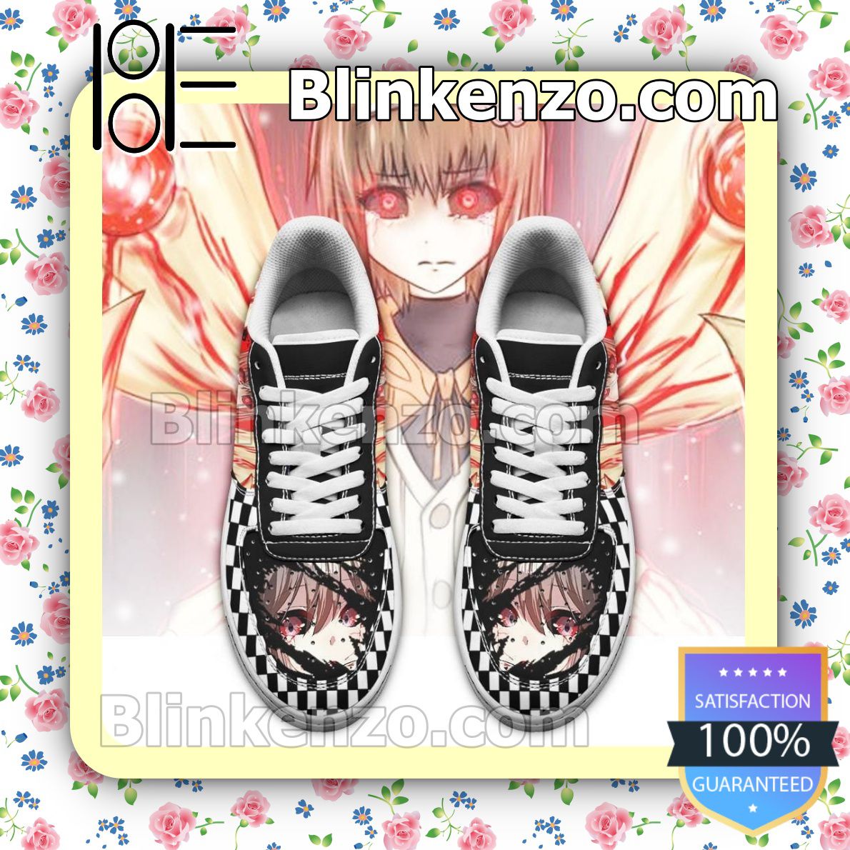 Nice Tokyo Ghoul Hinami Checkerboard Anime Nike Air Force Sneakers