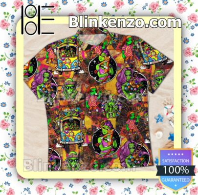 Trippy Psychedelic Alien Hippie Van Bus Summer Beach Shirt