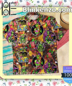 Trippy Psychedelic Alien Hippie Van Bus Summer Beach Shirt a