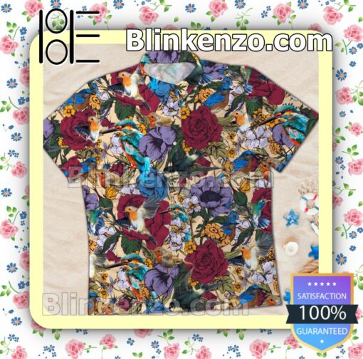 Tropical Bird Flower Summer Beach Shirt