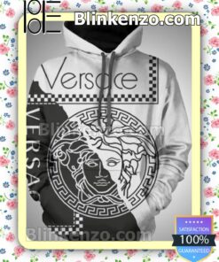 Versace Big Medusa Logo Black And White Custom Womens Hoodie