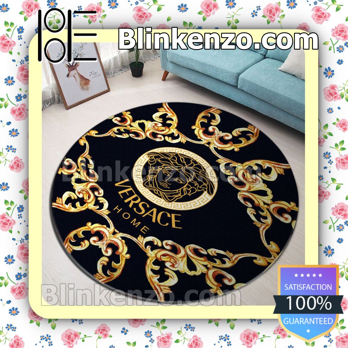 Versace Home Logo Baroque Black Round Carpet Runners