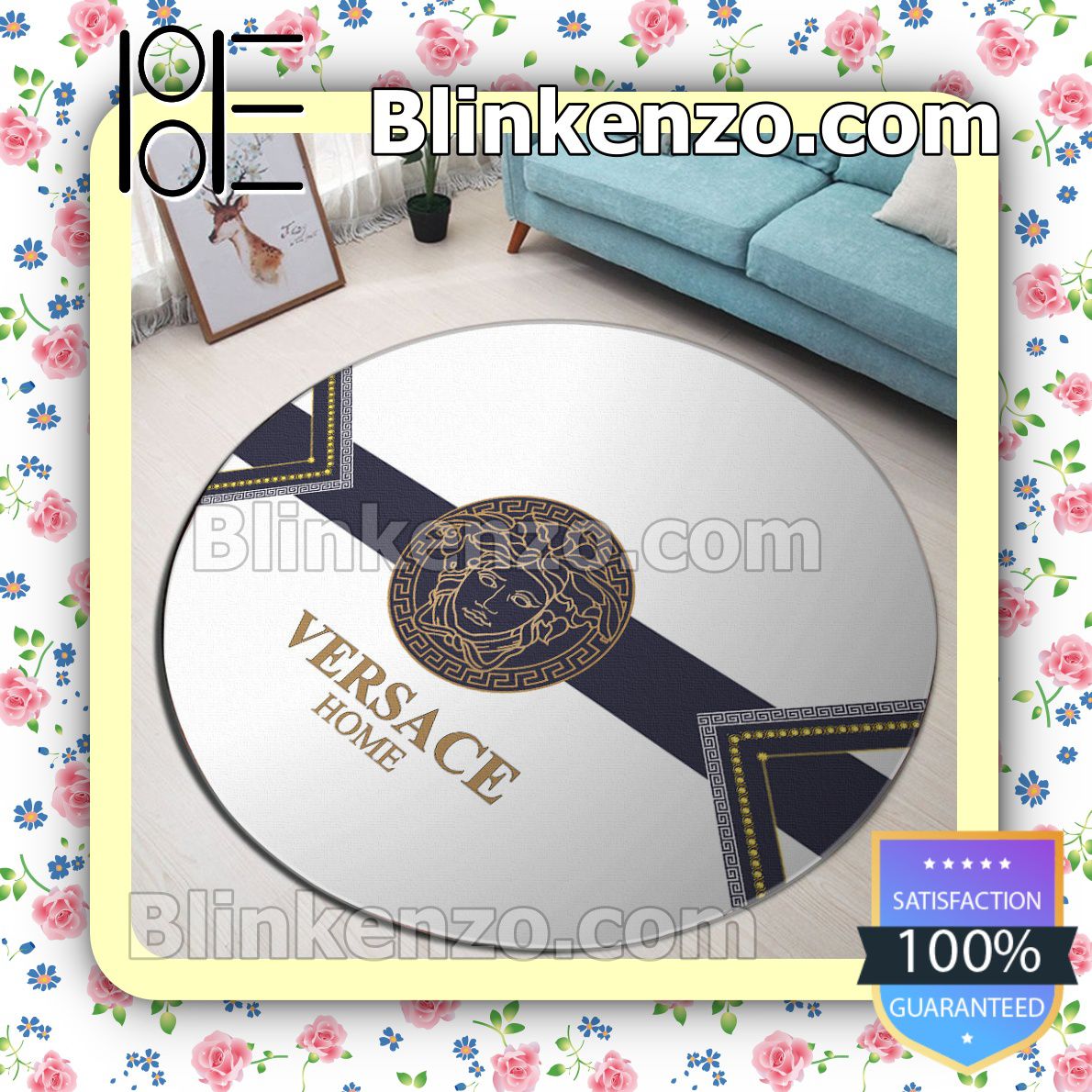 Father's Day Gift Versace Home Luxury Brand White Round Carpet Runners