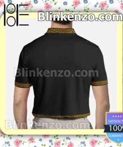 Versace Luxury Brand Gold Greek Key Border Black Custom Polo Shirt a