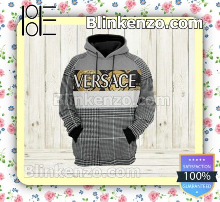 Versace Luxury Brand Plaid Grey Custom Womens Hoodie