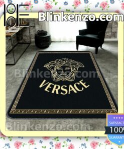 Versace Medusa Logo With Greek Key Black Carpet Runners