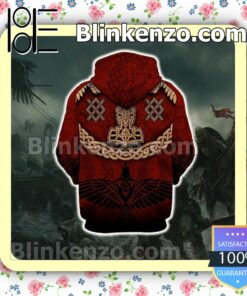 Viking Axe And Raven Tattoo Red Custom Womens Hoodie b