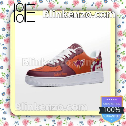 Virginia Tech Hokies Mascot Logo NCAA Nike Air Force Sneakers a