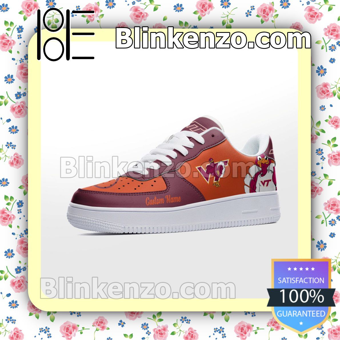 Top Selling Virginia Tech Hokies Mascot Logo NCAA Nike Air Force Sneakers