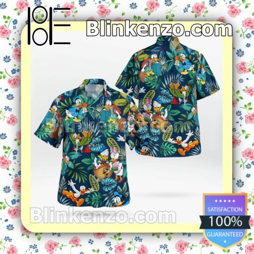 Walt Disney Donald Duck Tropical Casual Button Down Shirts
