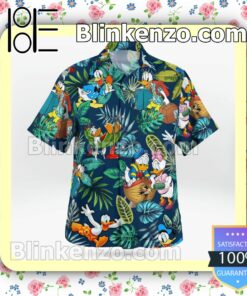 Walt Disney Donald Duck Tropical Casual Button Down Shirts b
