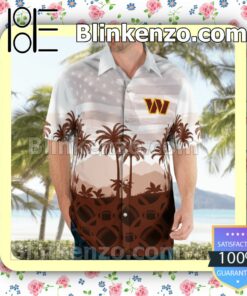 Washington Football American Flag Pattern Tree Coconut Casual Button Down Shirts c
