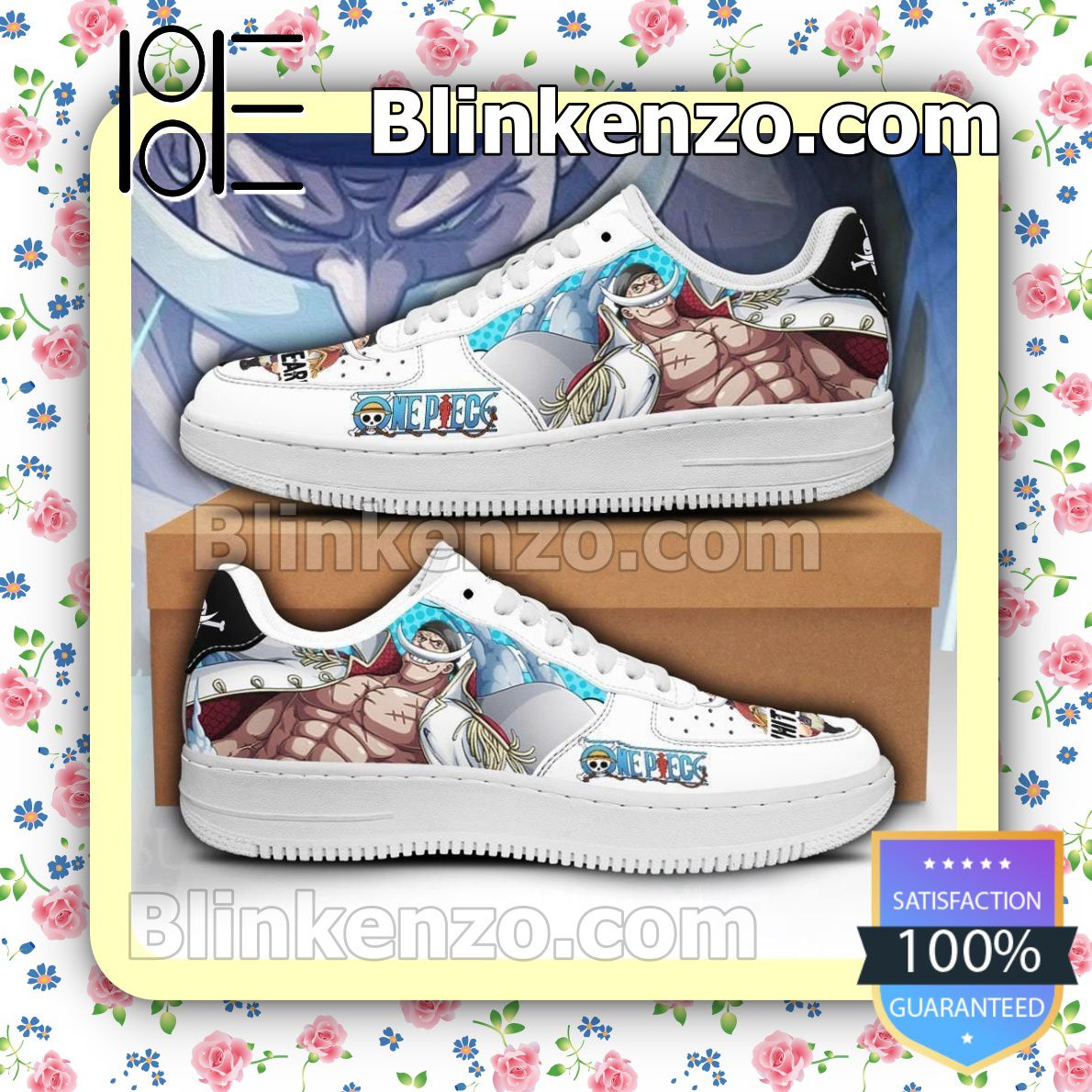 Real White Beard One Piece Anime Nike Air Force Sneakers