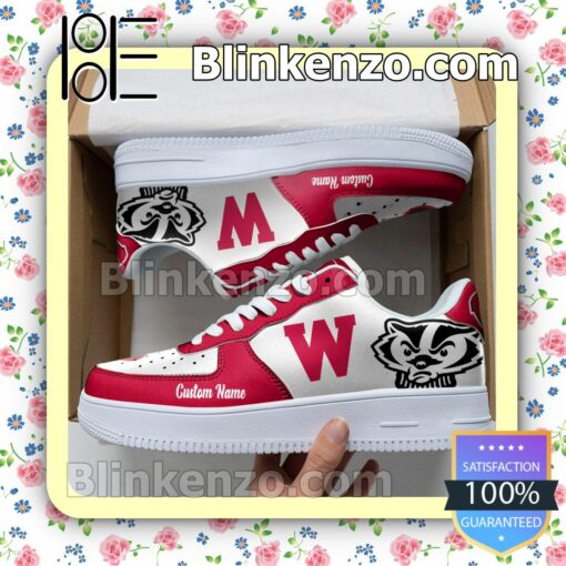 Wisconsin Badgers Mascot Logo NCAA Nike Air Force Sneakers a