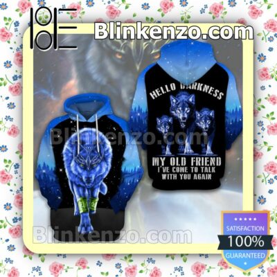 Wolf Hello Darkness My Old Friend I've Come To Talk With You Again Custom Womens Hoodie