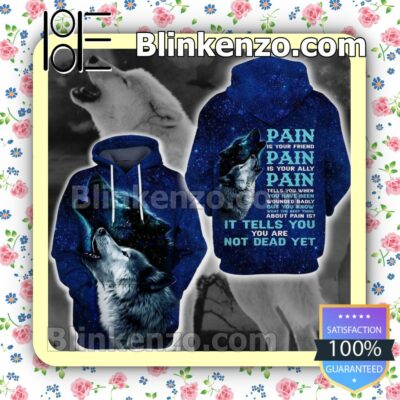 Wolf Pain Is Your Friend Pain Is Your Ally Blue Galaxy Custom Womens Hoodie