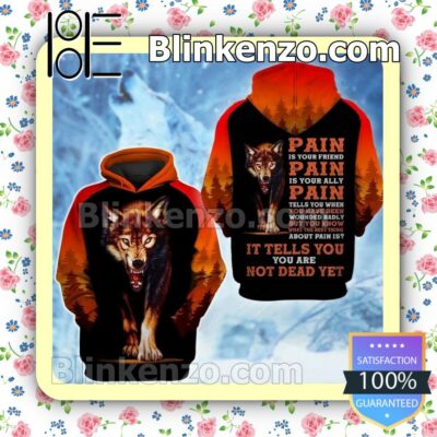 Wolf Pain Is Your Friend Pain Is Your Ally Pain Tells You When You Have Been Wounded Badly Custom Womens Hoodie