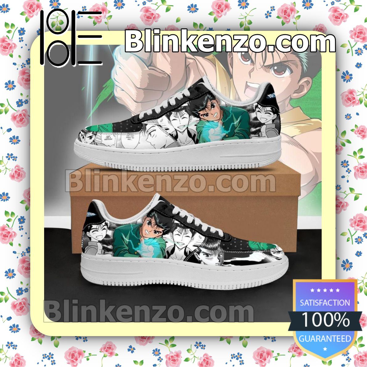 Handmade Yusuke Urameshi Yu Yu Hakusho Anime Manga Nike Air Force Sneakers