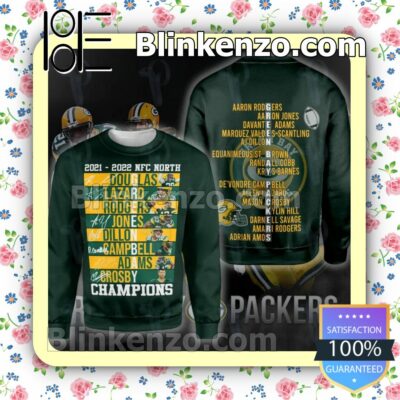 2021 - 2022 Nfc North Green Bay Packer Champions Hooded Jacket, Tee a