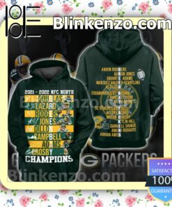 2021 - 2022 Nfc North Green Bay Packer Champions Hooded Jacket, Tee c
