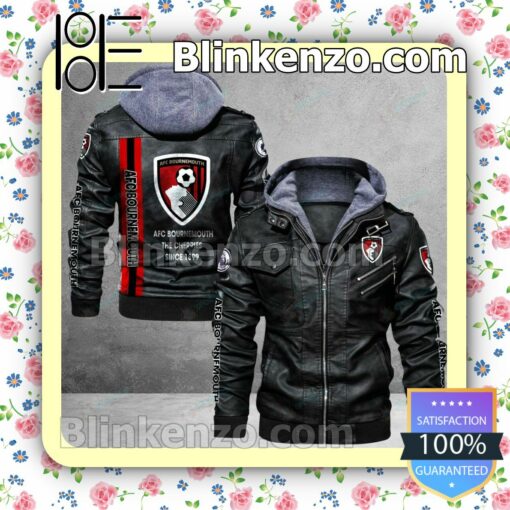 A.F.C. Bournemouth Logo Print Motorcycle Leather Jacket