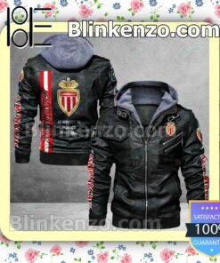 AS Monaco Logo Print Motorcycle Leather Jacket