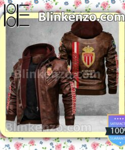 AS Monaco Logo Print Motorcycle Leather Jacket a