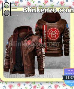 AaB Fodbold Logo Print Motorcycle Leather Jacket a