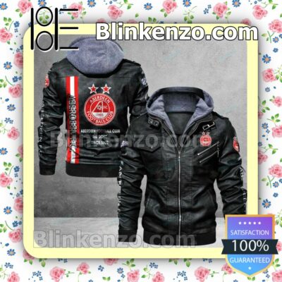 Aberdeen F.C. Logo Print Motorcycle Leather Jacket