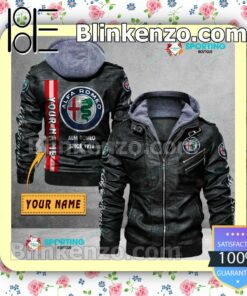 Alfa Romeo Custom Logo Print Motorcycle Leather Jacket