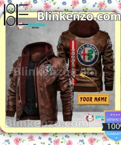 Alfa Romeo Custom Logo Print Motorcycle Leather Jacket a