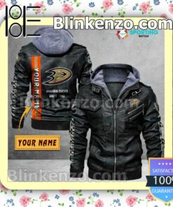 Anaheim Ducks Custom Logo Print Motorcycle Leather Jacket