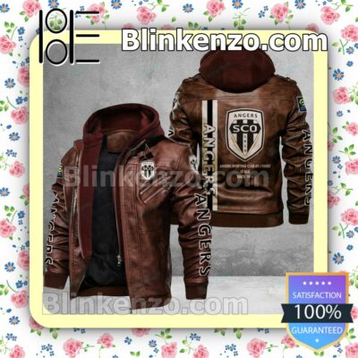 Angers SCO Logo Print Motorcycle Leather Jacket a