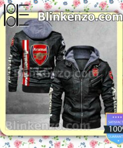 Arsenal F.C. Logo Print Motorcycle Leather Jacket