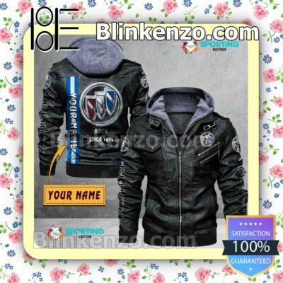 BUICK Custom Logo Print Motorcycle Leather Jacket