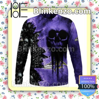 Discount Baltimore Ravens Cemetery Skull NFL Custom Halloween 2022 Shirts
