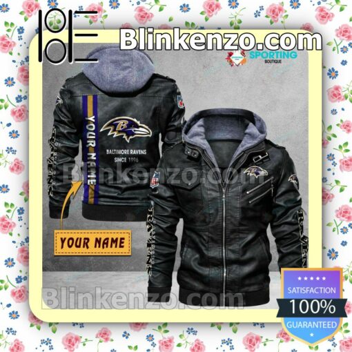 Baltimore Ravens Custom Logo Print Motorcycle Leather Jacket