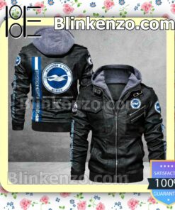 Brighton & Hove Albion F.C Logo Print Motorcycle Leather Jacket