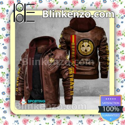 Brynas IF Logo Print Motorcycle Leather Jacket a