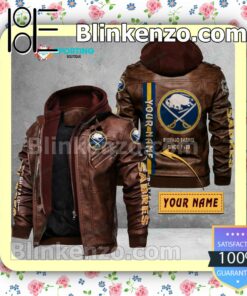 Buffalo Sabres Custom Logo Print Motorcycle Leather Jacket a
