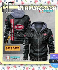 Bugatti Custom Logo Print Motorcycle Leather Jacket