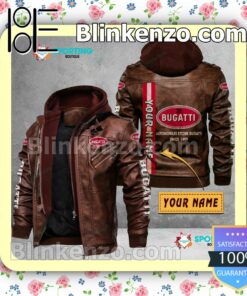 Bugatti Custom Logo Print Motorcycle Leather Jacket a