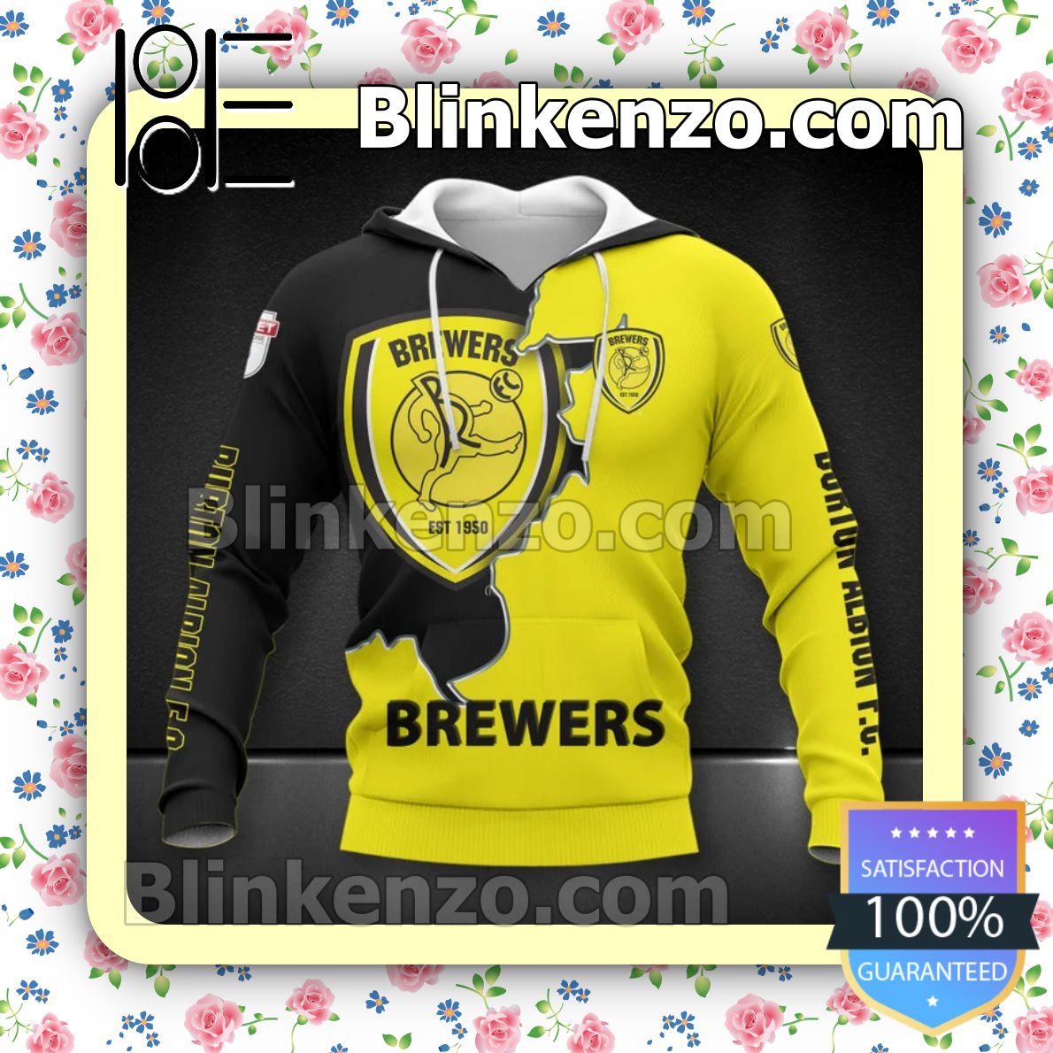 Burton Albion FC Brewers Men T shirt Hooded Sweatshirt Blinkenzo