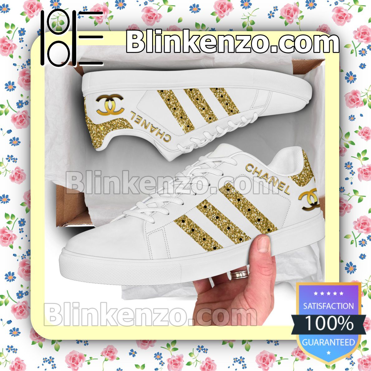 Chanel Logo Brand Adidas Low Top Shoes