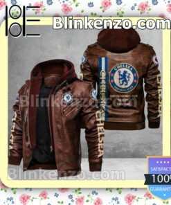Chelsea F.C. Logo Print Motorcycle Leather Jacket a