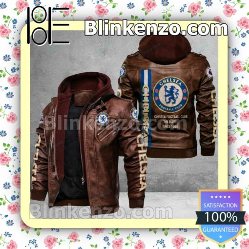 Chelsea F.C. Logo Print Motorcycle Leather Jacket a