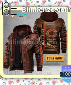 Chicago Bears Custom Logo Print Motorcycle Leather Jacket a